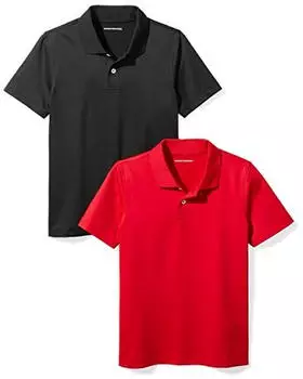 Amazon Essentials Active Performance Polo Shirt, 2er-Pack (BAE40012SP18) schwarz/rot