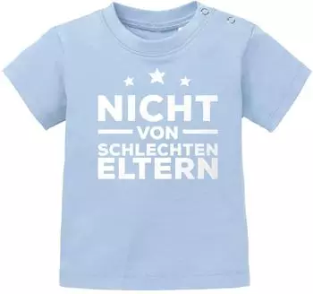 MoonWorks Nicht von schlechten Eltern Baby Kurzarm T-Shirt (11592) schwarz/pink/blau/rosa/hellblau/weiß