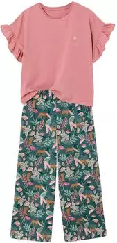 Vertbaudet Set aus T-Shirt mit Rüschen und Hose mit Blumenprint (341022855) blush