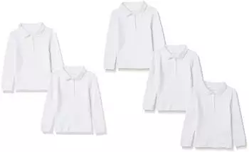 Amazon Essentials Langarm Piqué-Poloshirts Mehrfachpackungen (BAE40013F18) weiß
