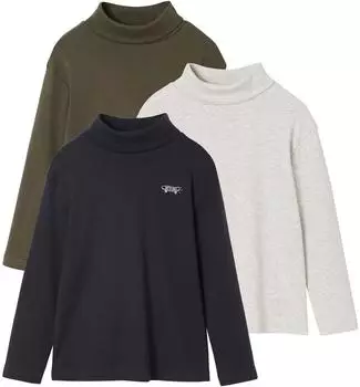 Vertbaudet Langarm-Rollkragenshirts Basic 3er-Pack (700261268) khaki