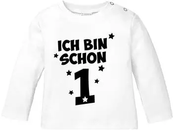 MoonWorks Langarm-Shirt 1. Geburtstag 'Ich bin schon 1' (15065) blau/pink/weiß