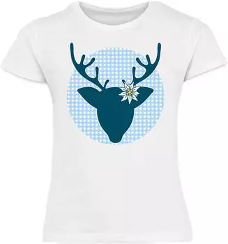 Shirtracer Lausmadl Hirsch Kinder Trachtenshirt (PV-60700989) weiß