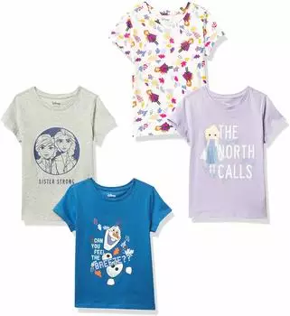 Amazon Essentials GSZ45071SP18 Kurzarm T-Shirts Multi-Pack grau/purpur/blau/frozen 2 stronger together