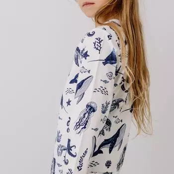 Walkiddy Sweatshirt Wal-Print Allover Bio-Baumwolle GOTS weiß