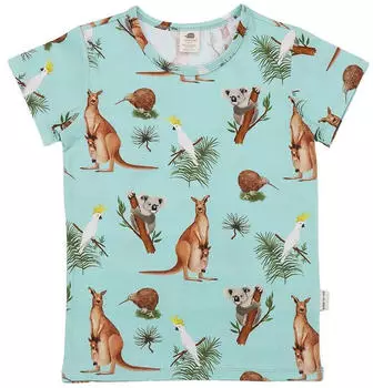 Walkiddy Kinder T-Shirt GOTS zertifiziert mint/braun