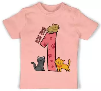 Shirtracer T-Shirt Baby - 1. Geburtstag - Ich Bin Eins babyrosa