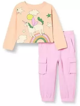 Amazon Essentials Relaxed-Fit Set Langarm-T-Shirt und Schlupfhose (AEGL19022S25/AEGL71273S25) einhorn/rosa