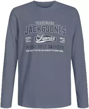 Jack & Jones JJELOGO TEE LS O-NECK 2 COL AW26 Langarmshirt Regular Fit (12299579) marine/basaltgrau/weiß