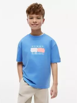 Tommy Hilfiger T-Shirt Graffiti Print Regular Fit copenhagen blau/melone/wei&szlig;