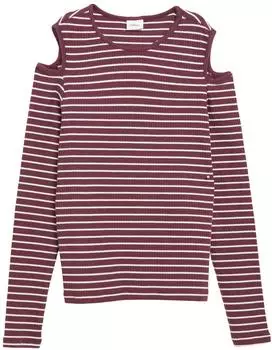 s.Oliver Langarmshirt mit Streifen-Optik und Cut-Outs (2184092) burgundy nature