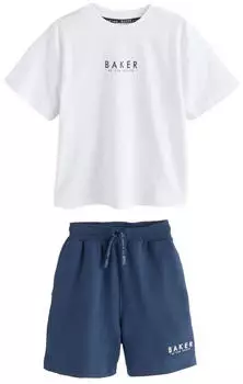 Ted Baker Logo T-Shirt und Shorts Set weiß/navy