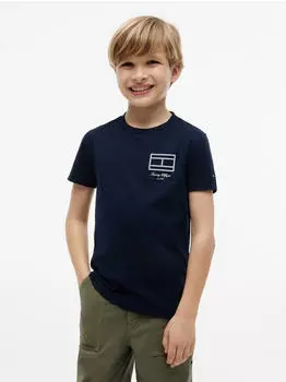 Tommy Hilfiger Outline Flag Logo Jersey T-Shirt (KB0KB10590) dark blue