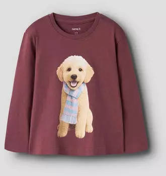 Name It NMFVOTEA LS NREG TOP Langarmshirt wild ginger print:scarf dog/hellblau/braun/weinrot/schwarz