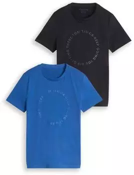 Tom Tailor T-Shirt 2-Pack mit Print (1053231) soft sapphire blue