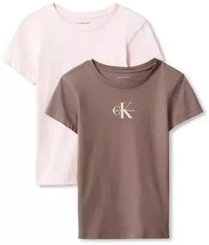 Calvin Klein 2PK CK Slim SS T-Shirt Slim Fit mit Rundhalsausschnitt iron/soft pink