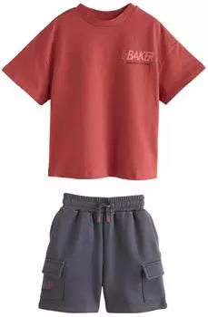 Ted Baker Logo T-Shirt And Shorts Set anthrazit/knallrot