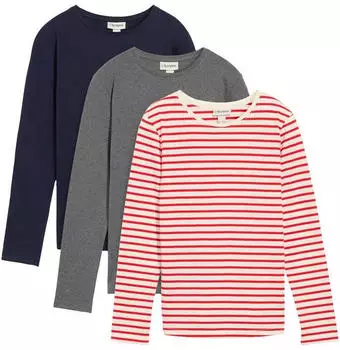 bonprix Langarmshirt mit Bio-Baumwolle 3er-Pack (94842995) rot