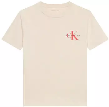 Calvin Klein Micro Monogram Top Regular Fit T-Shirt (LVCKTJA16U) creme/hellrot/schwarz