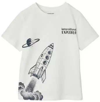 Vertbaudet Mädchen Rundhals Basic T-Shirt mit Recyclingmaterial (341028326) wollweiß