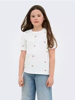 Only KOGKETTY LIFE S/S O-Neck Top JRS NOOS, normal geschnitten (15368599) bright white aop:cherries