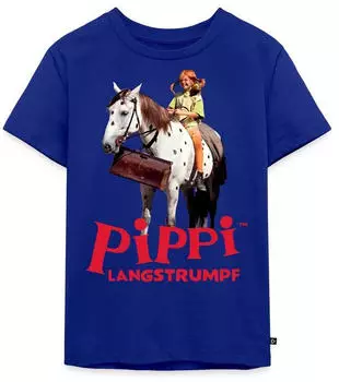 spreadshirt Pippi Langstrumpf Reitet Auf Kleiner Onkel Kinder Premium T-Shirt (D325453035P814) royalblau