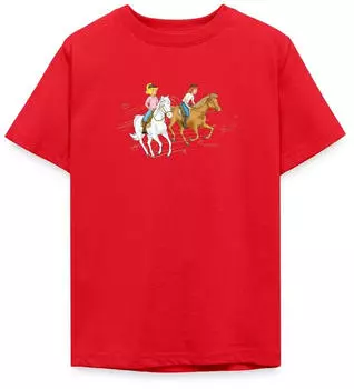 spreadshirt Bibi und Tina Ausritt mit Alexander Falkenstein Kinder Premium T-Shirt (S205909) rot
