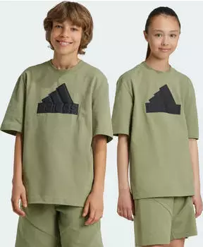 adidas Future Icons Logo Piqué T-Shirt kurzarm tent green/black (Junior) (IV9605)