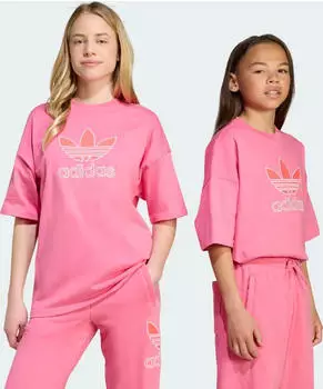 adidas Oversize Trefoil T-Shirt kurzarm pink fusion (Junior) (JV8559)