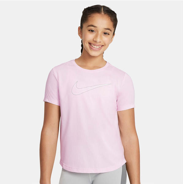 Nike Dri-FIT One Older Girls' Short-Sleeve Training Top (DD7639) pink foam/light smoke grey