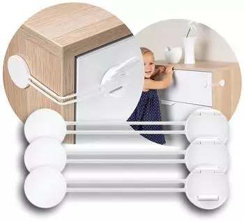 Reer Multi-Sicherung Set Schrank- und Schubladensicherung, 3 Stück, weiß (72040)
