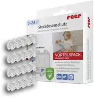 Reer 32069, Reer Steckdosenschutz 20er Pack zum Kleben - Transparent