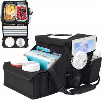 LuxusKollektion Autositz-Organizer mit Thermotasche und Getr&auml;nkehalter, schwarz