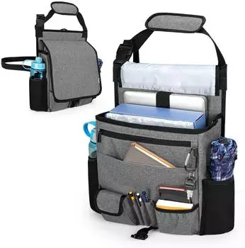 LuxusKollektion Autositz-Organizer mit Laptopfach, grau, 29x12x40cm