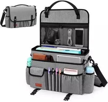 LuxusKollektion Autositz-Organizer Vordersitz 2in1 mit Laptopfach 15-17", grau