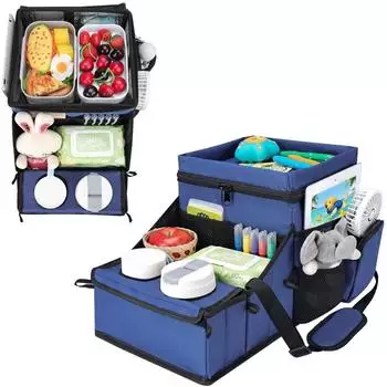 LuxusKollektion Autositz-Organizer mit Thermotasche und Getränkehalter, blau