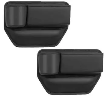 LuxusKollektion Autositz Lückenfüller Organizer, Leder, schwarz, 2er-Set