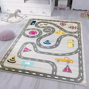 Vimoda Spielteppich Straßenverkehr 120 x 170 cm grau