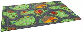 Snapstyle Kinderteppich 133x133 cm Bauernhof Grün