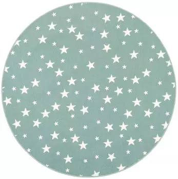 Snapstyle Kinderteppich 100 cm Sterne Mintgrün Rund