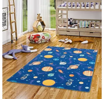 Snapstyle Kinderteppich 140x200 cm Weltall Blau