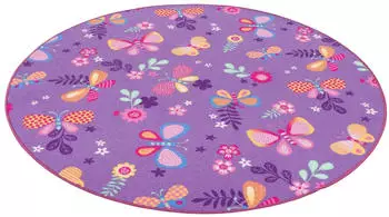 Snapstyle Kinderteppich 200 cm Schmetterling Lila Rund