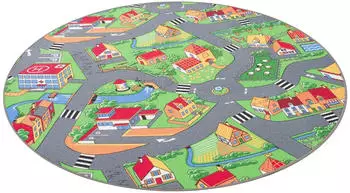 Snapstyle Kinderteppich 160 cm Little Village Gr&uuml;n Rund