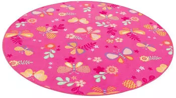 Snapstyle Kinderteppich 133 cm Schmetterling Pink Rund