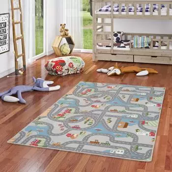Snapstyle Fun Town Kinderspielteppich Stra&szlig;enmotiv, grau, 160x240cm