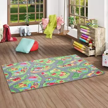 Snapstyle Little Village Kinderspielteppich bunt, 80x160cm