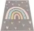 Paco Home Nino 887 Kinderteppich Kurzflor, grau, Regenbogen & Herzen, 120x160cm (887)