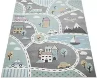 Paco Home Kinderteppich "Capri 318" rund 9 mm H&ouml;he Stra&szlig;en-Spiel-Teppich,