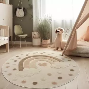 Paco Home Kinderzimmerteppich 3D-Effekt, rund 160cm, sand (10-530-2-43)
