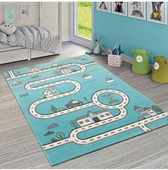 Paco Home Diamond 710 Kinderteppich, blau, Kurzflor, 80x150cm (95194747-0)
